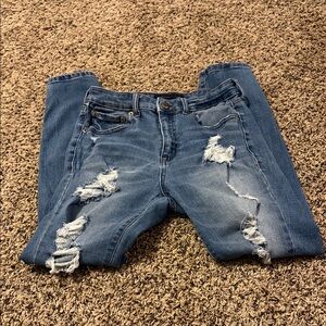 Aeropostale Blue Ripped Skinny Jeans